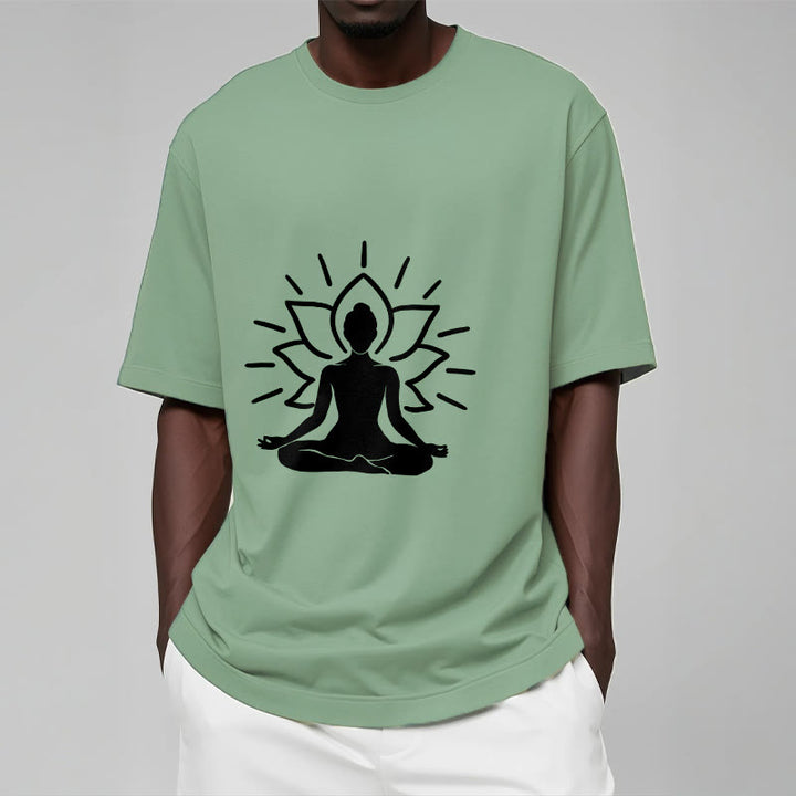 Koszulka z nadrukiem Buddha Stones, swobodny medytacyjny wzór lotosu - image 16