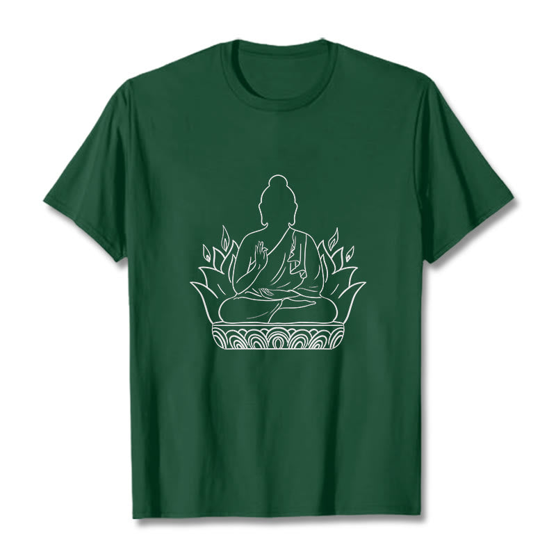 Koszulka z Buddha Stones Buddy, swobodny T-shirt z motywem medytacji Buddy - ForestGreen - 2XL - image 11