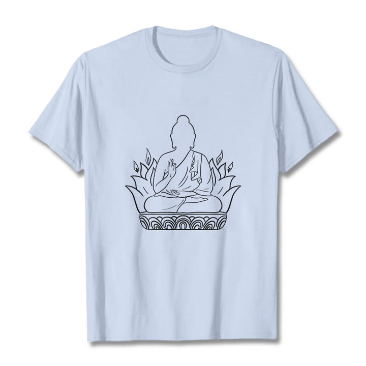 Koszulka z Buddha Stones Buddy, swobodny T-shirt z motywem medytacji Buddy - Jasnoniebieski - 2XL - image 19