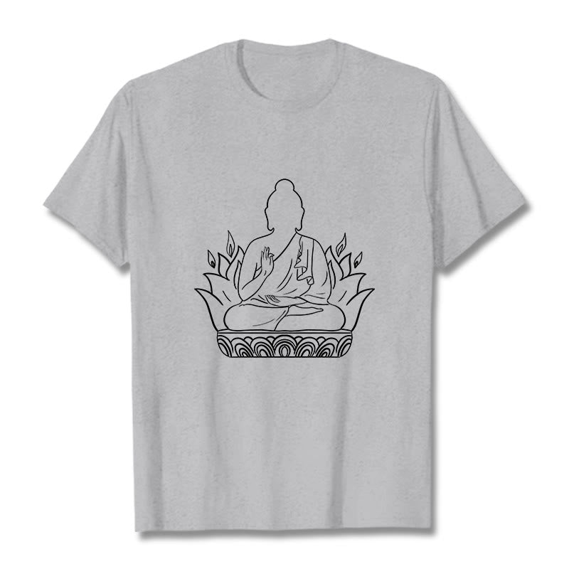 Koszulka z Buddha Stones Buddy, swobodny T-shirt z motywem medytacji Buddy - Jasnoszary - 2XL - image 20