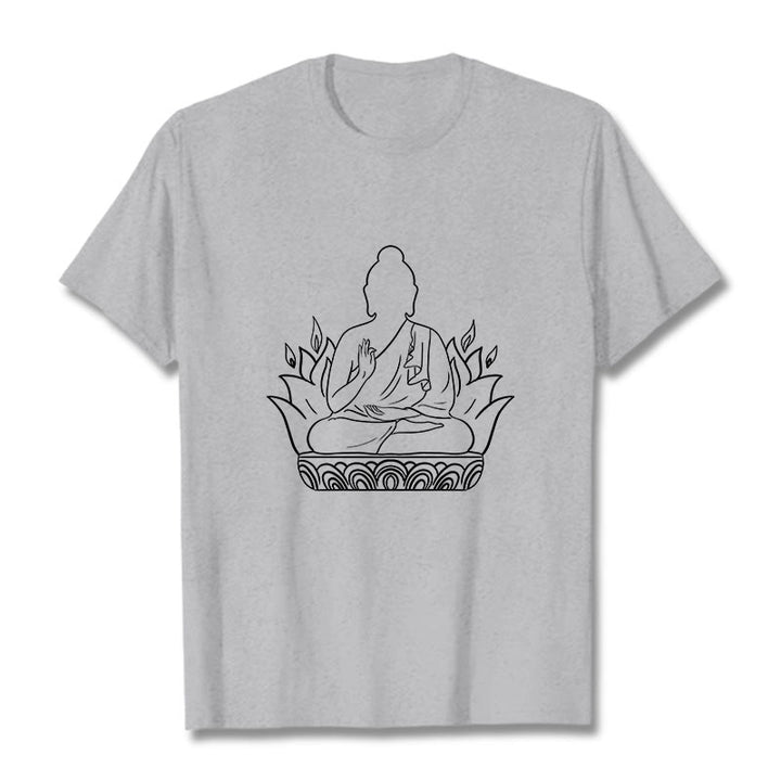 Koszulka z Buddha Stones Buddy, swobodny T-shirt z motywem medytacji Buddy - Jasnoszary - 2XL - image 20