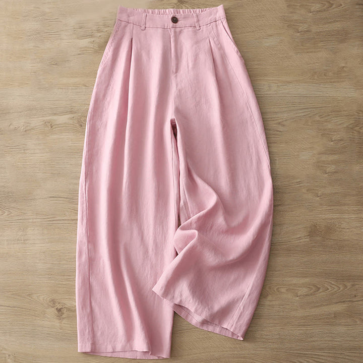 Spodnie damskie z szerokimi nogawkami z szerokimi nogawkami i kieszeniami, z nadrukiem Buddha Stones, w stylu retro, gładkie, z bawełny - image 25