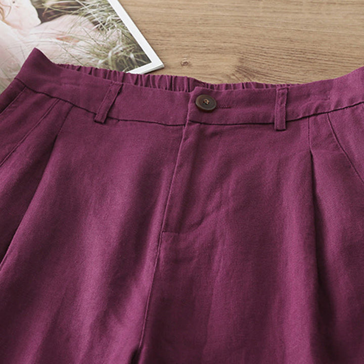 Spodnie damskie z szerokimi nogawkami z szerokimi nogawkami i kieszeniami, z nadrukiem Buddha Stones, w stylu retro, gładkie, z bawełny - image 31