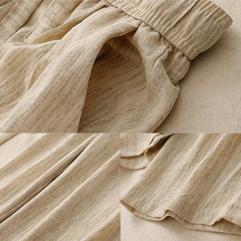 Damskie bawełniane spodnie z szerokimi nogawkami i kieszeniami, w stylu casual, letnie, sznurowane, z motywem Buddha Stones