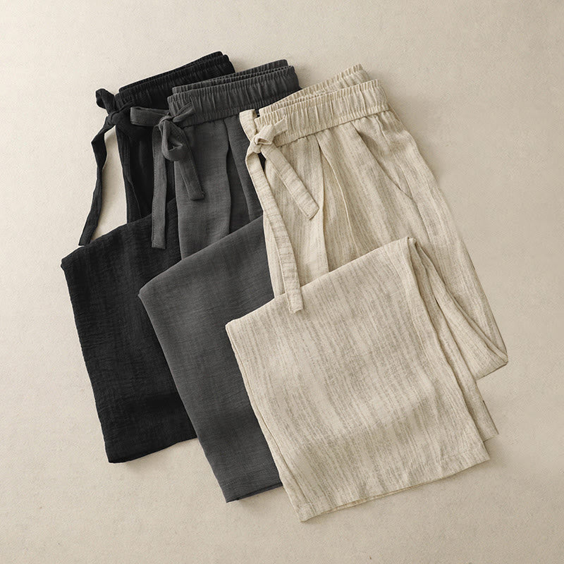 Damskie bawełniane spodnie z szerokimi nogawkami i kieszeniami, w stylu casual, letnie, sznurowane, z motywem Buddha Stones