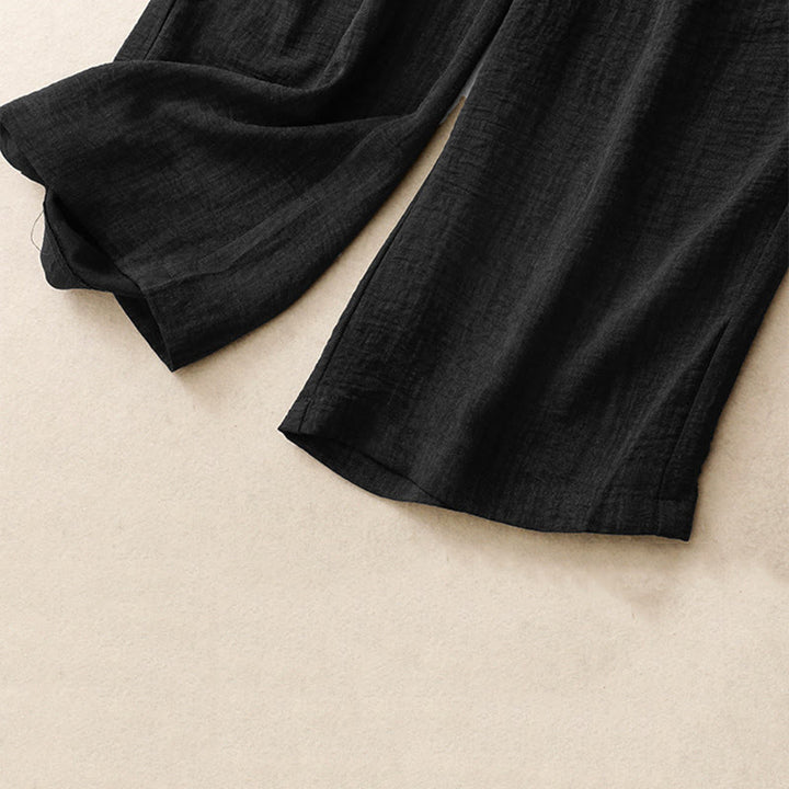 Damskie bawełniane spodnie z szerokimi nogawkami i kieszeniami, w stylu casual, letnie, sznurowane, z motywem Buddha Stones