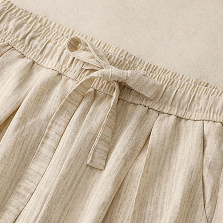 Damskie bawełniane spodnie z szerokimi nogawkami i kieszeniami, w stylu casual, letnie, sznurowane, z motywem Buddha Stones