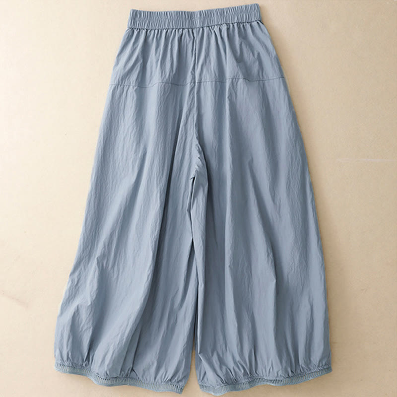 Spodnie damskie z szerokimi nogawkami i kieszeniami, bawełniane, z szerokimi nogawkami i kieszeniami, z motywem Buddha Stones , w swobodnym stylu i z wyciętym dołem - image 1