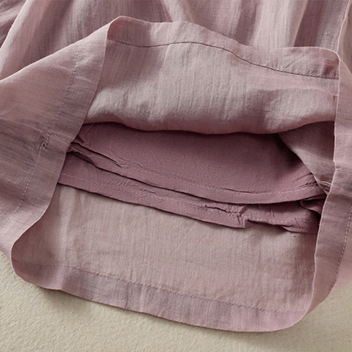 Spodnie damskie z szerokimi nogawkami i kieszeniami z haftem i ściągaczem Buddha Stones Commute z bawełny - image 41