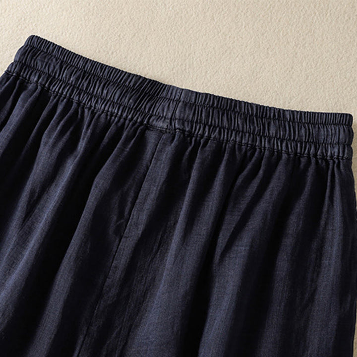 Spodnie damskie z szerokimi nogawkami i kieszeniami z haftem i ściągaczem Buddha Stones Commute z bawełny - image 5