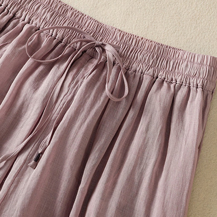 Spodnie damskie z szerokimi nogawkami i kieszeniami z haftem i ściągaczem Buddha Stones Commute z bawełny - image 34