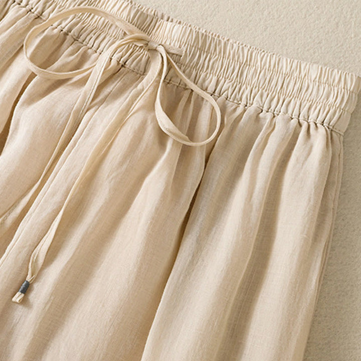 Spodnie damskie z szerokimi nogawkami i kieszeniami z haftem i ściągaczem Buddha Stones Commute z bawełny - image 11