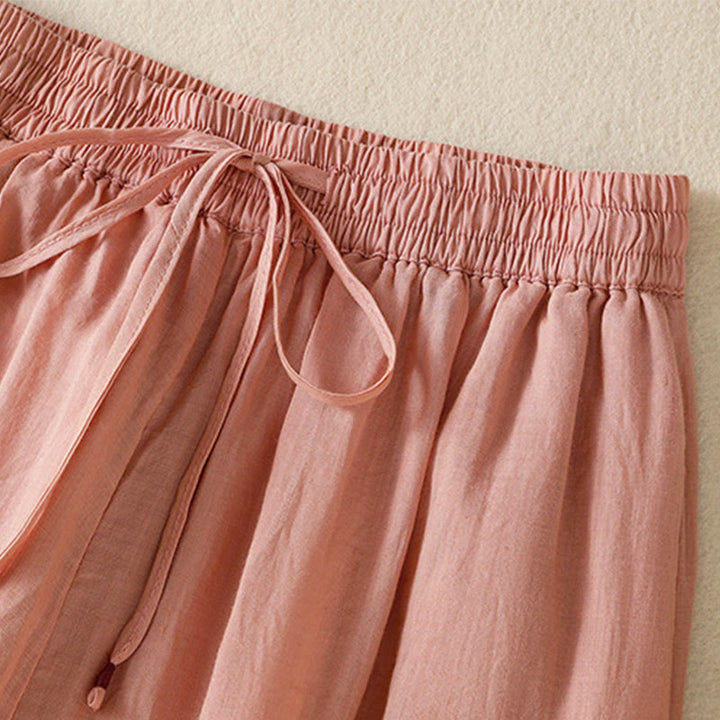 Spodnie damskie z szerokimi nogawkami i kieszeniami z haftem i ściągaczem Buddha Stones Commute z bawełny - image 20