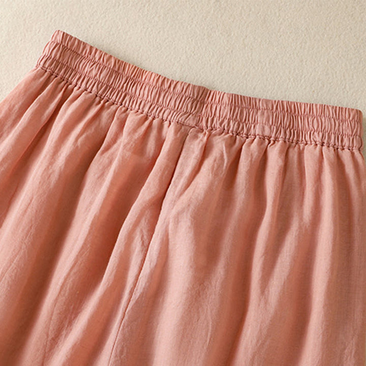 Spodnie damskie z szerokimi nogawkami i kieszeniami z haftem i ściągaczem Buddha Stones Commute z bawełny - image 22