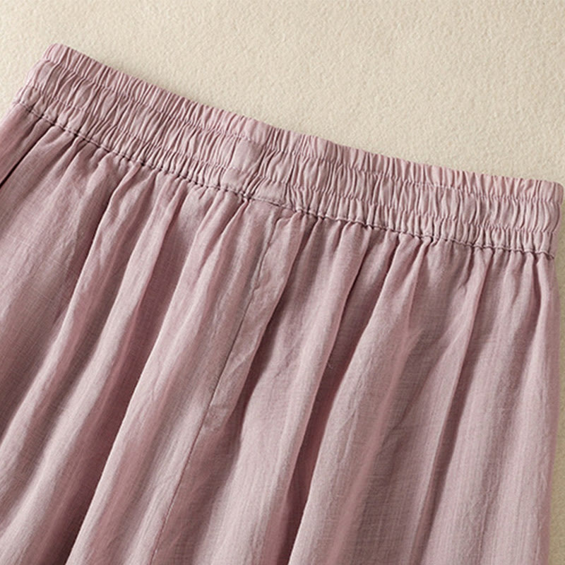 Spodnie damskie z szerokimi nogawkami i kieszeniami z haftem i ściągaczem Buddha Stones Commute z bawełny - image 38