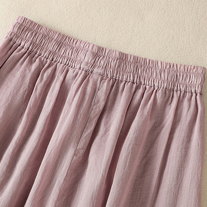 Spodnie damskie z szerokimi nogawkami i kieszeniami z haftem i ściągaczem Buddha Stones Commute z bawełny - image 38