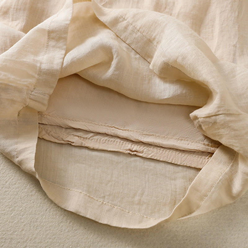 Spodnie damskie z szerokimi nogawkami i kieszeniami z haftem i ściągaczem Buddha Stones Commute z bawełny - image 15