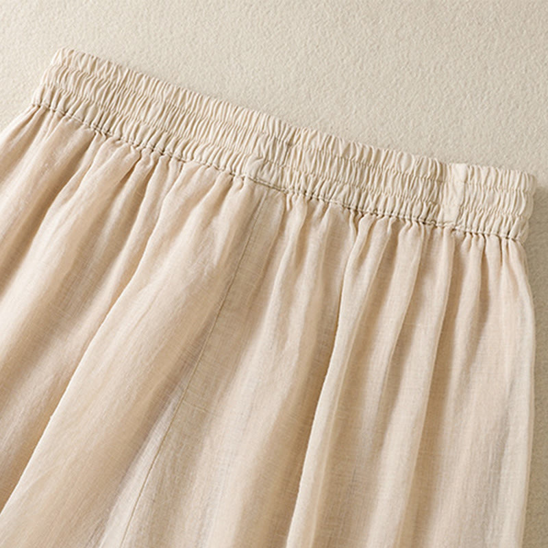 Spodnie damskie z szerokimi nogawkami i kieszeniami z haftem i ściągaczem Buddha Stones Commute z bawełny - image 13