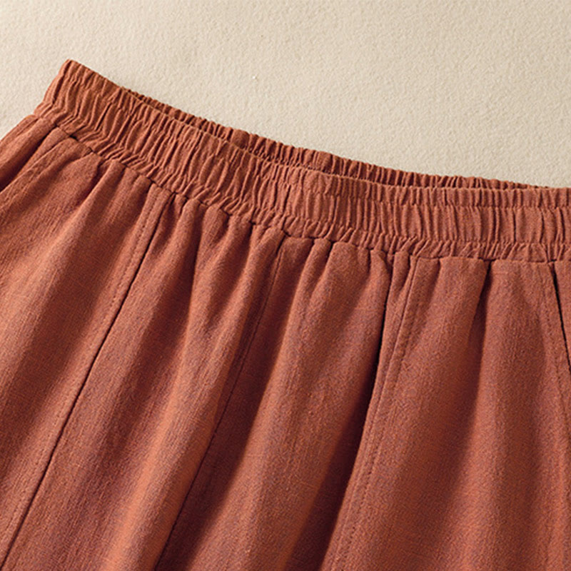 Spodnie harem damskie z bawełny i lnu z wysokim stanem i kieszeniami, proste, proste, z Buddha Stones - image 14