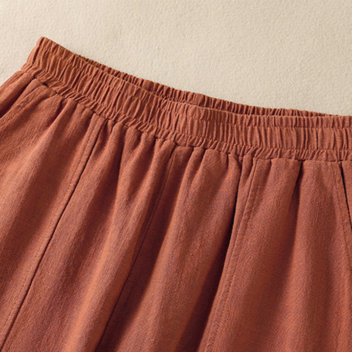 Spodnie harem damskie z bawełny i lnu z wysokim stanem i kieszeniami, proste, proste, z Buddha Stones - image 14