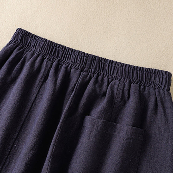 Spodnie harem damskie z bawełny i lnu z wysokim stanem i kieszeniami, proste, proste, z Buddha Stones - image 22