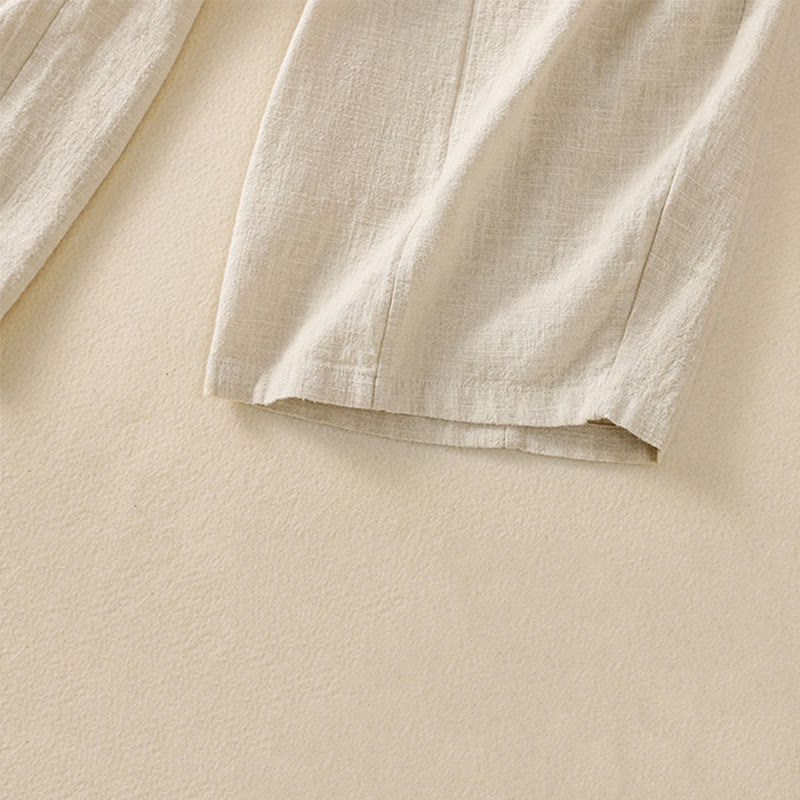 Spodnie harem damskie z bawełny i lnu z wysokim stanem i kieszeniami, proste, proste, z Buddha Stones - image 9