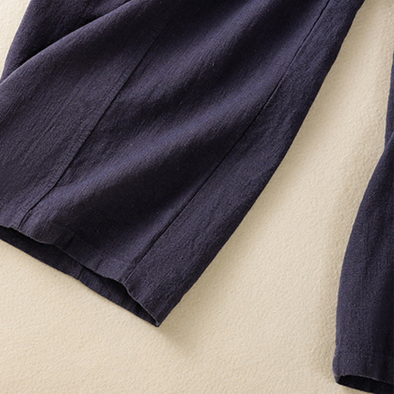 Spodnie harem damskie z bawełny i lnu z wysokim stanem i kieszeniami, proste, proste, z Buddha Stones - image 24