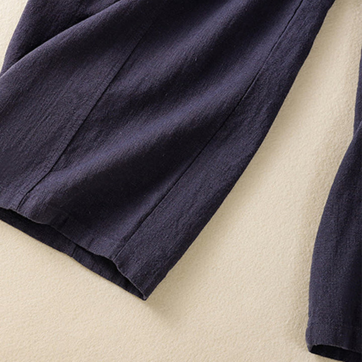 Spodnie harem damskie z bawełny i lnu z wysokim stanem i kieszeniami, proste, proste, z Buddha Stones - image 24