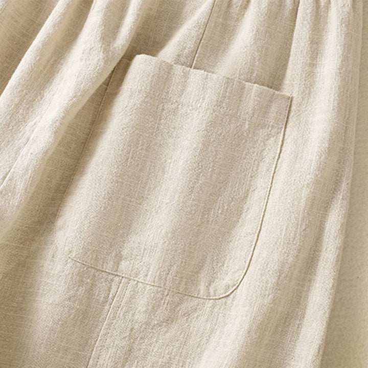 Spodnie harem damskie z bawełny i lnu z wysokim stanem i kieszeniami, proste, proste, z Buddha Stones - image 8