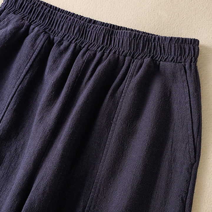 Spodnie harem damskie z bawełny i lnu z wysokim stanem i kieszeniami, proste, proste, z Buddha Stones - image 20