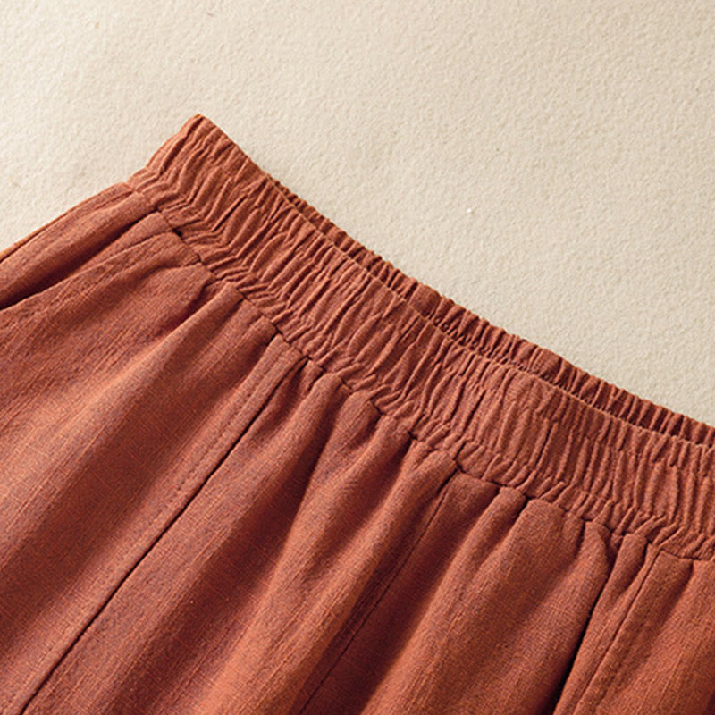 Spodnie harem damskie z bawełny i lnu z wysokim stanem i kieszeniami, proste, proste, z Buddha Stones - image 13