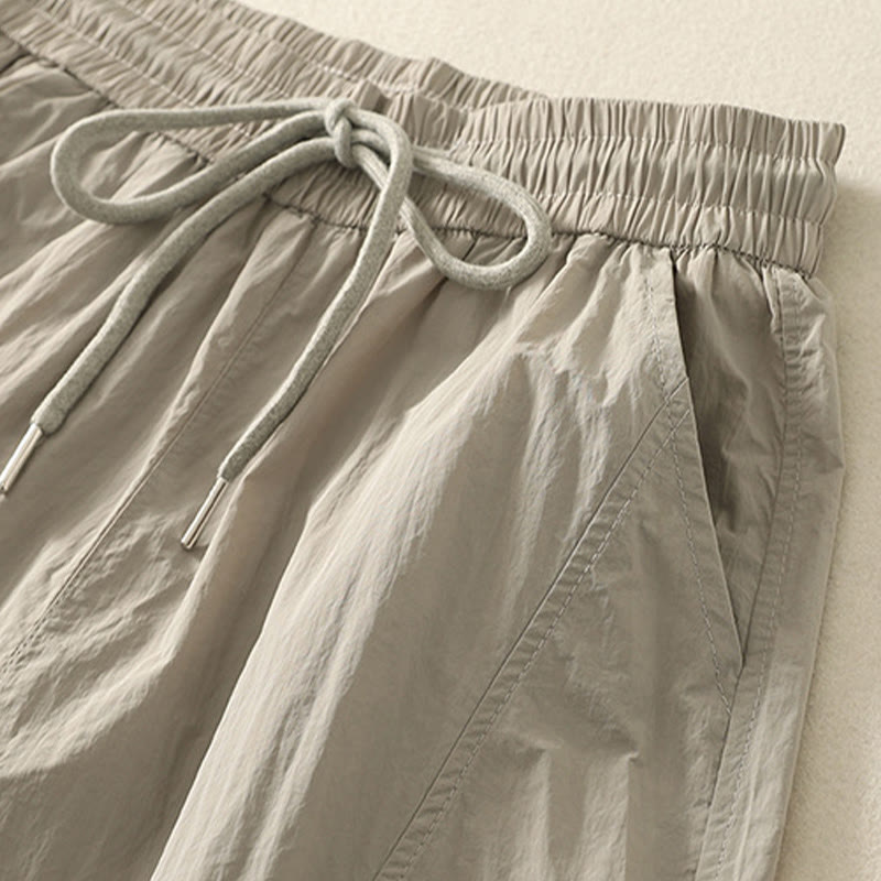 Damskie spodnie z kieszeniami i ściągaczem z motywem Buddha Stones w stylu vintage, letnie, proste - image 2