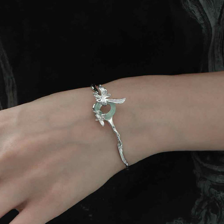 Bransoletka ochronna z Buddha Stones ze srebra próby 925 z zapięciem Iris Peace i kwarcytem i jadeitem - image 3