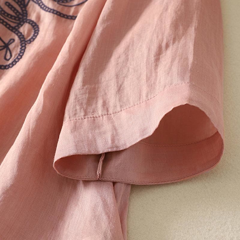 Koszulka damska z krótkim rękawem i haftowanym dekoltem w serek z motywem Buddha Stones - image 16