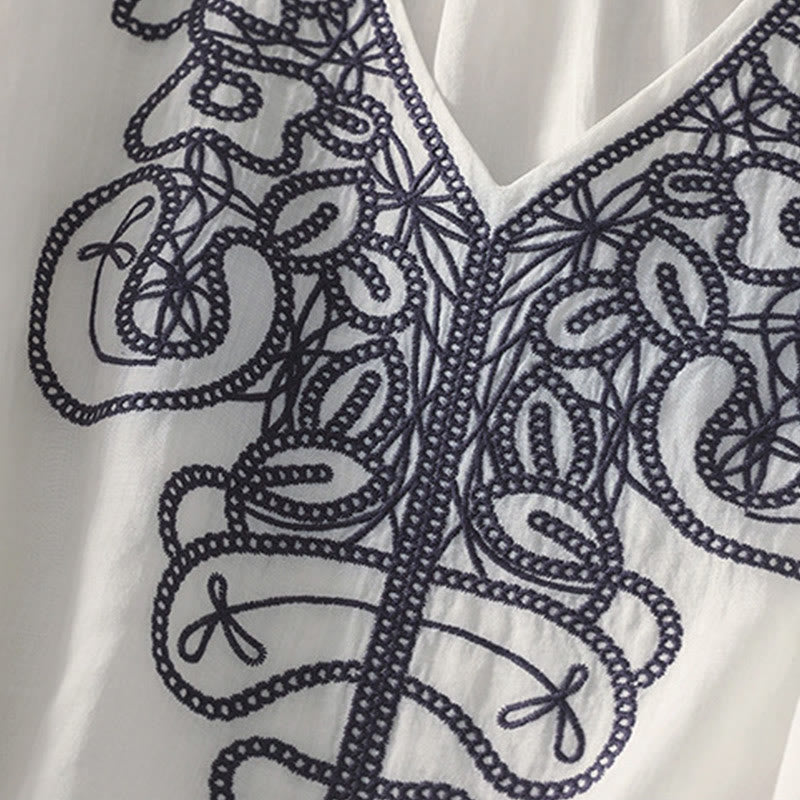 Koszulka damska z krótkim rękawem i haftowanym dekoltem w serek z motywem Buddha Stones - image 28