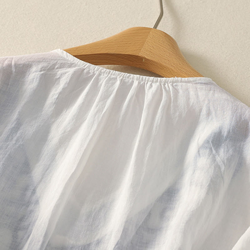 Koszulka damska z krótkim rękawem i haftowanym dekoltem w serek z motywem Buddha Stones - image 23