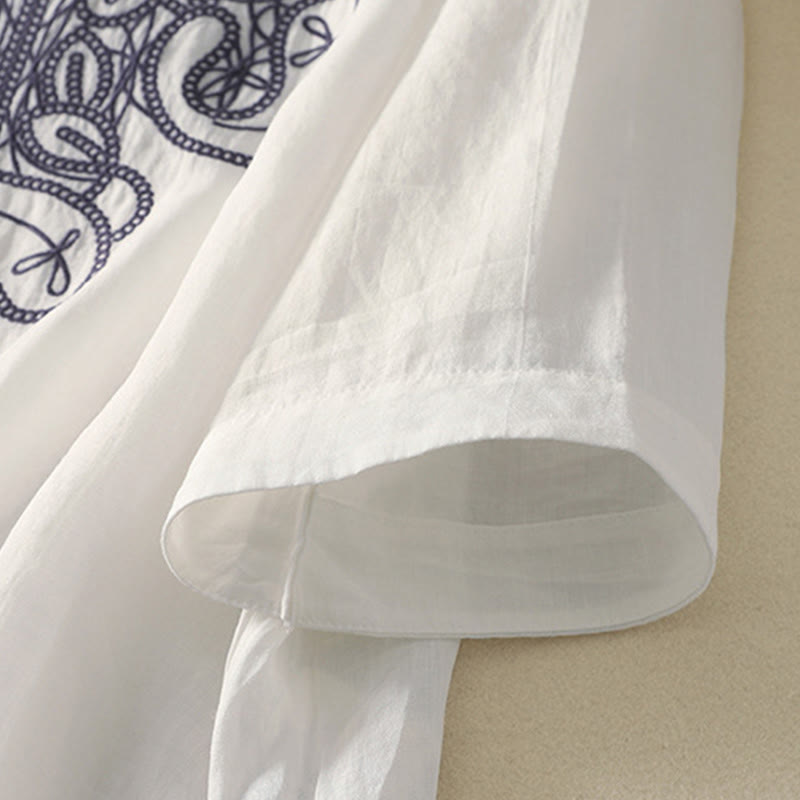 Koszulka damska z krótkim rękawem i haftowanym dekoltem w serek z motywem Buddha Stones - image 25