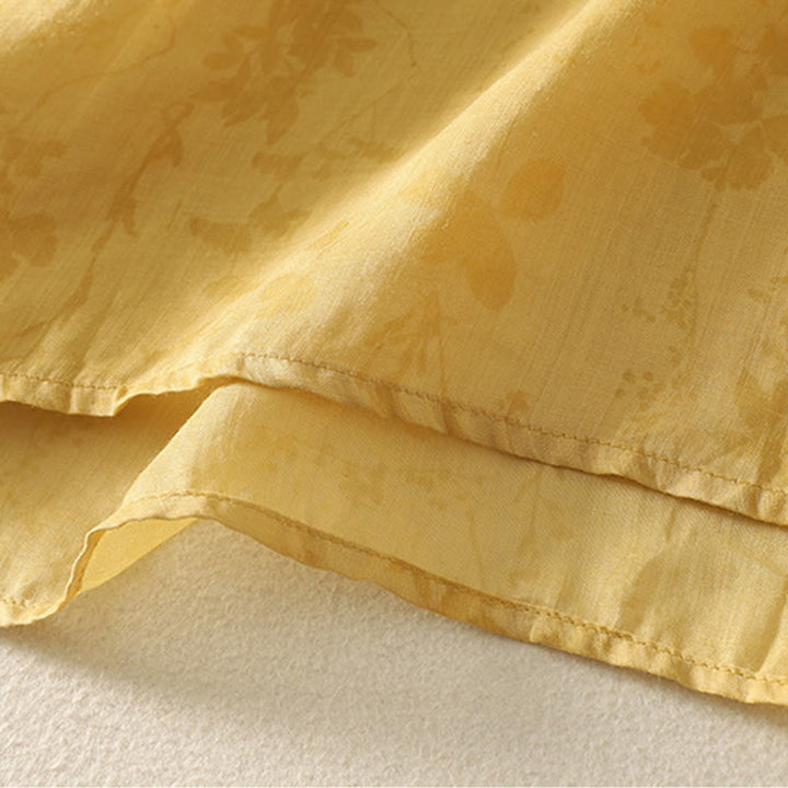 Koszula damska z krótkim rękawem i haftowanymi żabami z Buddha Stones i kołnierzykiem typu stójka z bawełny - image 12