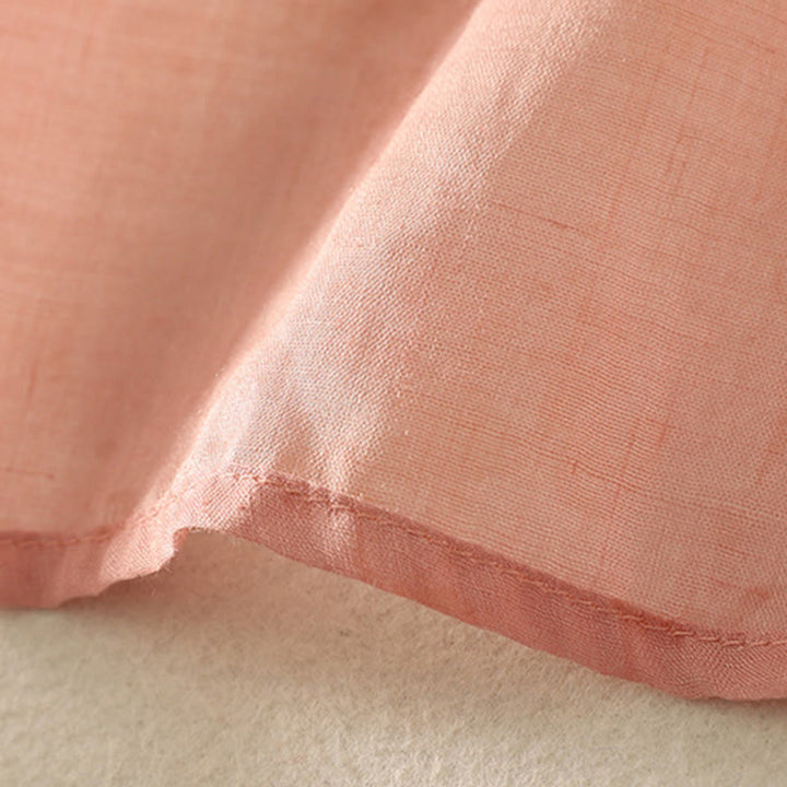 Koszula damska z krótkim rękawem i haftowanymi żabami z Buddha Stones i kołnierzykiem typu stójka z bawełny - image 19