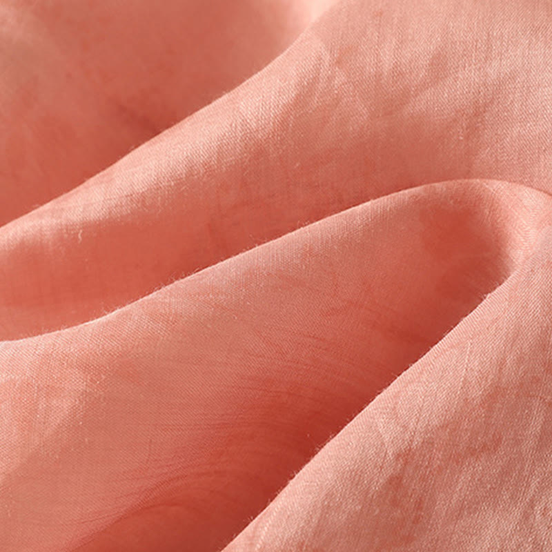 Koszula damska z krótkim rękawem i haftowanymi żabami z Buddha Stones i kołnierzykiem typu stójka z bawełny - image 20