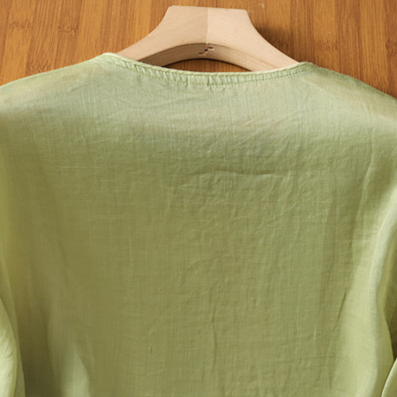 Koszula damska z dekoltem w serek z haftowanymi kwiatami i Buddha Stones - image 11