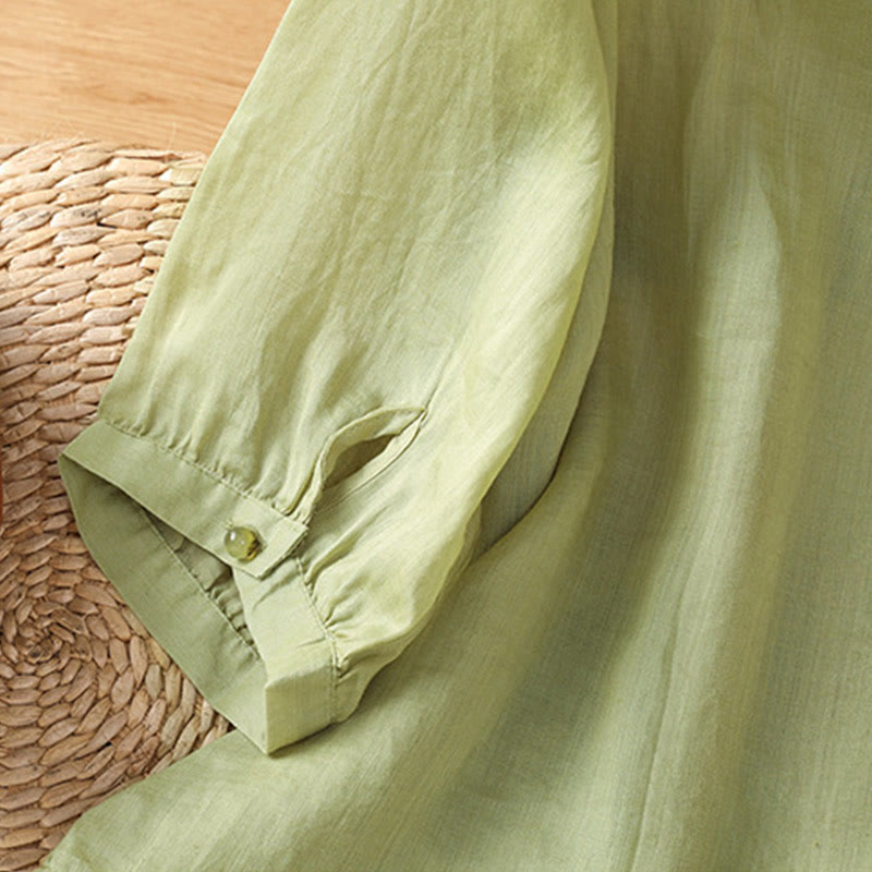 Koszula damska z dekoltem w serek z haftowanymi kwiatami i Buddha Stones - image 12