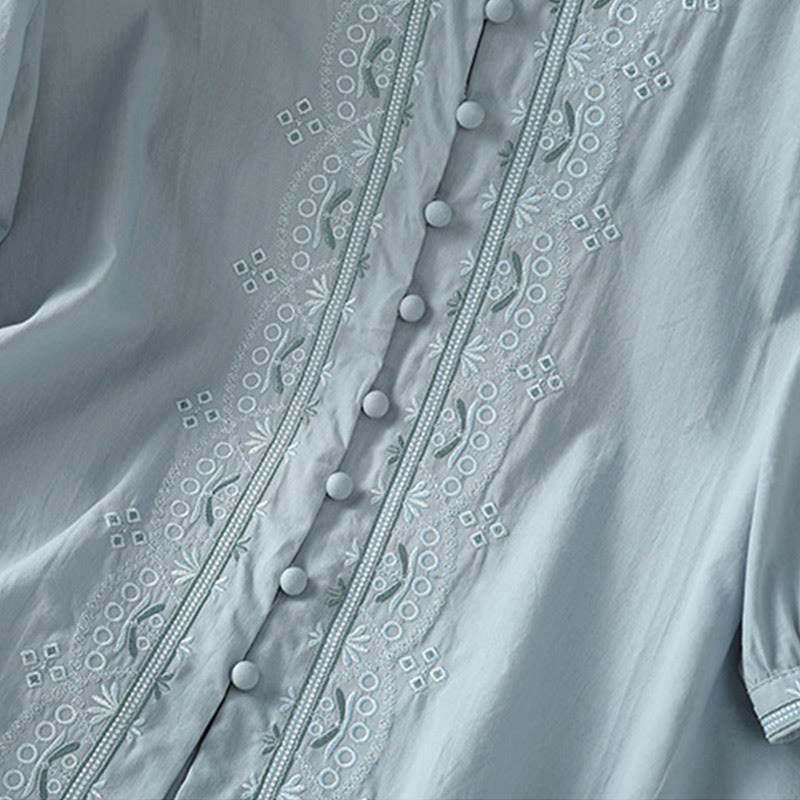 Koszula damska z dekoltem w serek z symetrycznym haftem "Buddha Stones" z bawełny - image 12