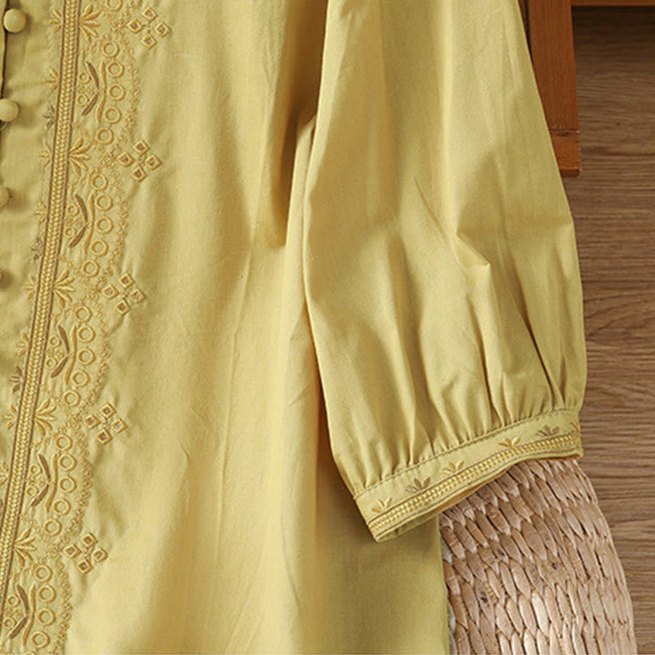 Koszula damska z dekoltem w serek z symetrycznym haftem "Buddha Stones" z bawełny - image 19