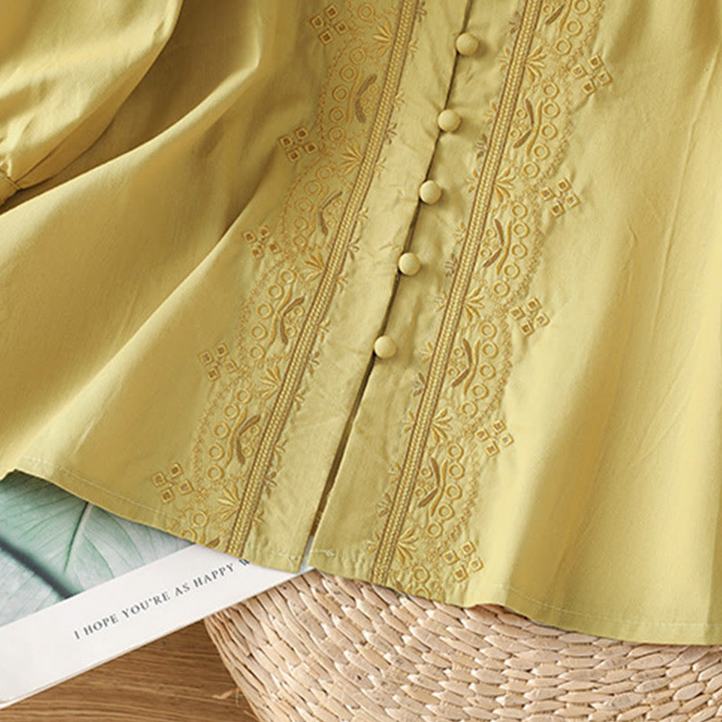 Koszula damska z dekoltem w serek z symetrycznym haftem "Buddha Stones" z bawełny - image 18