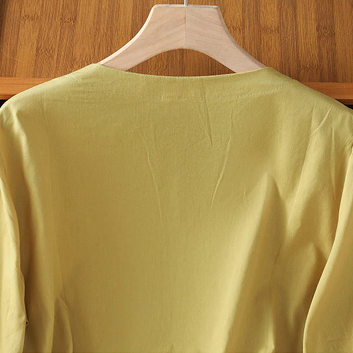 Koszula damska z dekoltem w serek z symetrycznym haftem "Buddha Stones" z bawełny - image 16