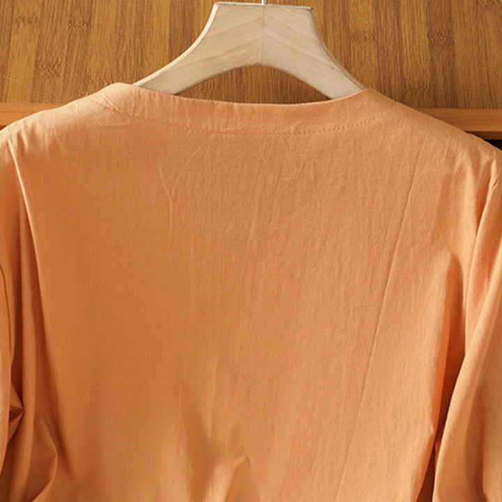 Koszula damska z dekoltem w serek z symetrycznym haftem "Buddha Stones" z bawełny - image 22