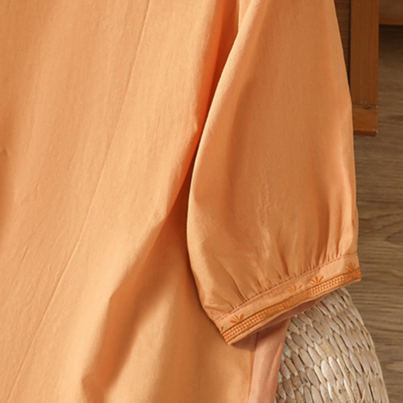 Koszula damska z dekoltem w serek z symetrycznym haftem "Buddha Stones" z bawełny - image 23