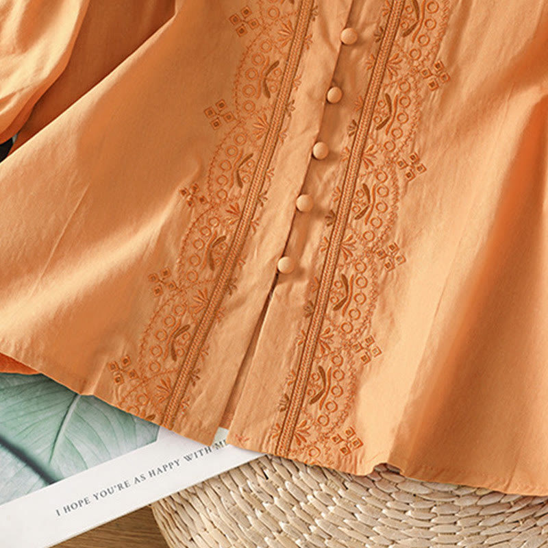 Koszula damska z dekoltem w serek z symetrycznym haftem "Buddha Stones" z bawełny - image 26