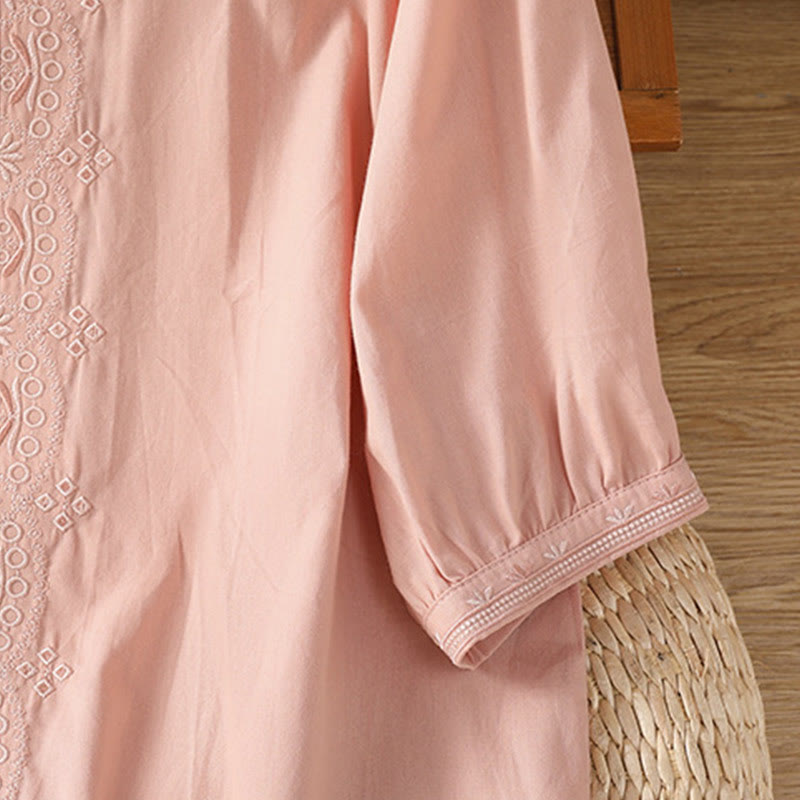 Koszula damska z dekoltem w serek z symetrycznym haftem "Buddha Stones" z bawełny - image 29